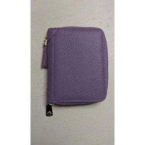 Women's Credit Card Holder Wallet Zip Leather Card Case RFID Blocking, Purple